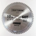 Craftsman OR35932 10 Inch X 60 Tooth Fine Cut Table Saw Blade. Fixed Price $17.50.