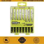 (10-PIECE) Ryobi Jig Saw Blade Set, All Purpose, Universal, Wood Plastic Metal. Fixed Price $14.99.