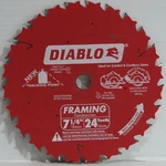 Freud Diablo D0724PX 7-1/4" 24TCARBIDE Circular Framing Saw Blade 5/8 Arbor Wood. Fixed Price $11.97.