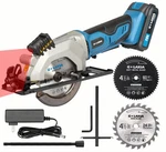 4-1/2" 3400RPM Cordless Circular Saw W/laser, Blades, Blue. Fixed Price $59.99.
