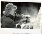 1988 Press Photo Al Martin Using An Electric Chain Saw On Snow Sculpture. Fixed Price $24.99.