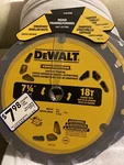 Dewalt DW3192 7-1/4" X 18 Carbide Tooth Fast Cut Framing Circular Saw Blade. Fixed Price $6.00.
