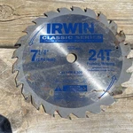 Irwin Classic Series 7-1/4 24T Carbide Circular Saw Blade For Wood. Fixed Price $10.00.