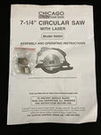 Chicago 95004 7 1/4" Circular Saw Laser Owner's Manual & Parts List +brushes. Fixed Price $14.99.
