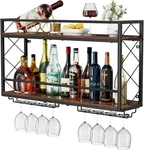 Wine Rack Wall Mounted 2 Tier With Glass Holder, Double Layer Ant. Fixed Price $71.99.