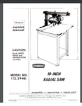 Sears Craftsman 10" Radial Arm Saw 113.29460 Owners Parts Manual 36 Pages 1972. Fixed Price $15.99.