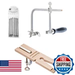 3-IN-1 Professional Jeweler's Saw Set Frame, 144 Blades, V-slot Bench Pin. Fixed Price $57.40.