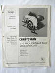 Vtg Original Sears Craftsman 7 1/4" Circular Saw Model 315.1086 Owner's Manual. Fixed Price $9.95.
