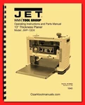 Jet JWP-13DX Bench Wood Planer Operator's Instruction Service Parts Manual 1640. Fixed Price $22.50.