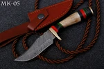 Custom Forged Damascus Steel Hunting Knife Brass Guard W/stag Handle Mk 70. Fixed Price $34.99.