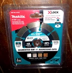 Makita 4-1/2" Diamond Blade With X-lock Saw -wet/dry Cutting- #E-07191. Fixed Price $14.01.