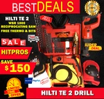 Hilti Te 2 Drill, Wsr 1000 Reciprocating Saw, New, Free Thermo, Bits, Fast Ship. Fixed Price $649.90.