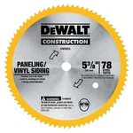 Dewalt 5-3/8" X 80 Tooth Paneling And Vinyl Cutting Steel Saw Blade DW9053. Fixed Price $5.75.