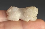 20TH C. Hand Carved Jade Chinese Foo Dog Lion Shi Stone Figurine Netsuke. Fixed Price $205.00.