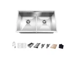 Glacier Bay Zero Radius 33 Undermount 50/50 Double Bowl 18 Gauge Kitchen Sink. Fixed Price $399.00.