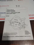 Sears Craftsman 7 1/4" Circular Saw #320.10860-01 Owner's Manual & Parts List. Fixed Price $14.88.