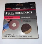 Sears Craftsman Fiber Discs Tool 4-1/2" Diam. 7/8 In Arbor Hole 28326 80 Grit. Fixed Price $24.99.