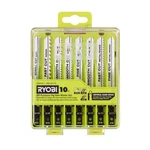 (10-PIECE) Ryobi Jig Saw Blade Set, All Purpose, Universal, Wood Plastic Metal. Fixed Price $12.92.
