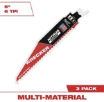 Milwaukee 48-00-5371 6 In. Nitrus Carbide Teeth Sawzall Blade Pack. Fixed Price $35.00.