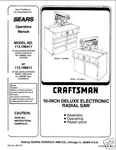 Sears Craftsman Radial Arm Saw Manual NO.113.198411. Fixed Price $12.50.