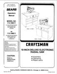 C.1985 Craftsman 113.198411 & 113.198611 10" Deluxe Electronic Radial Saw. Fixed Price $20.24.