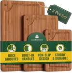 Set Of 3 Bamboo Cutting Boards For Kitchen - Thick & Durable Wood Boa.... Fixed Price $40.15.