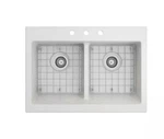Glacier Bay Double Basin White Ceramic Farmhouse Rectangular Kitchen Sink. Fixed Price $214.00.