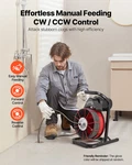 Drain Cleaner Machine 75FT X 3/8" Sewer Snake Auger W/ 4 Cutters Foot Switch. Fixed Price $332.99.