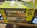 New Sun Joe Cordless Chain Saw ION16CS Inch 40V Amp With 4AH Battery + Chrg. Fixed Price $150.00.