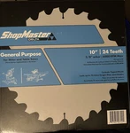 Shopmaster Delta 10" 24 Teeth Carbide-tipped General Purp Miter/table Saw Blade. Fixed Price $15.00.