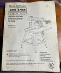 Craftsman 315.220100 Stationary Radial Arm Saw Owners Instruction Manual. Fixed Price $11.00.