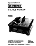Craftsman 118.22320 Tile Wet Saw Owners Instruction Manual. Fixed Price $20.24.