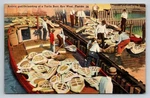 1947 Key West Florida Turtle Boat Unloading Linen Postcard Tichnor Bros.. Fixed Price $7.50.