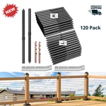 120 Pack 1/8" Cable Railing Kit Black Stainless Steel Swage Lag Screws Wood Post. Fixed Price $115.11.