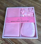 New Satin Beauty Set 3 Piece Collections Pink Hair Tie Mask Pillow Case Smooth. Fixed Price $10.00.
