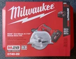 Milwaukee 0740-22 M28 Cordless 6-7/8" Metal Cutting Saw Kit. Fixed Price $230.00.