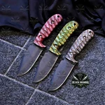 Set Of 3 Edc Knives 8 1095 High Carbon Steel Powder Coated Blades W/ Different. Fixed Price $90.00.