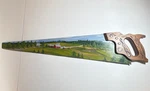 Disston D-8 Saw, Hand-painted Farm Scene, Steel Blade, 30IN Wood Handle. Fixed Price $75.64.