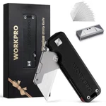 Workpro Titanium Folding Utility Knife Cnc Unibody Box Cutter Quick Change Blade. Fixed Price $35.99.
