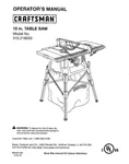 Craftsman 315.218050 Table Saw Owners Instruction Manual. Fixed Price $20.24.