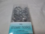 New Luna Set Of Twelve Shower Hooks Chrome Nib. Fixed Price $22.98.