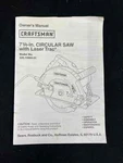 Sears Craftsman 7 1/4" Circular Saw #320.10860-01 Owner's Manual & Parts List. Fixed Price $14.99.