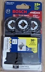 (j) Bosch OSL114F 3 Pack Starlock 1-1/4 Bi Metal Xtra Clean Plunge Blades. Fixed Price $24.99.