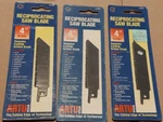 New 3 Pc Artu Usa 4" Reciprocating Saw Blades 01806 -TOOL40. Fixed Price $6.29.