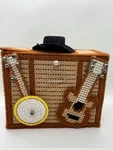 Handmade Plastic Canvas Country Guitar Banjo Box Bag Purse 6 Inch. Fixed Price $14.50.