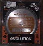 Evolution Power Tools Rageblade 7-1/4"X20TX20MM Arbor, Multi-material Tct. Fixed Price $39.99.