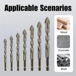 Tungsten Steel Drill Bit Set Triangle Four-blade 3MM-12MM For Tile Glass Marble. Fixed Price $9.59.