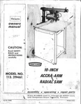 1972 Craftsman 113.29461 10" Accra-arm Radial Saw With Packing Lists. Fixed Price $20.24.