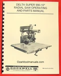 Rockwell/delta Super Radial Arm Saw 990-10 & Operator's Parts Manual 0631. Fixed Price $20.00.