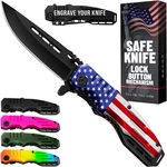 Spring Assisted Pocket Knife American Flag - Tactical Folding Knives For Men. Fixed Price $19.60.